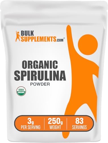 BulkSupplements.com Organic Spirulina Powder - Superfood, Green Spirulina Powder, Herbal Supplement - Vegan-Friendly, 3g per Serving, 500g (1.1 lbs) (Pack of 1)