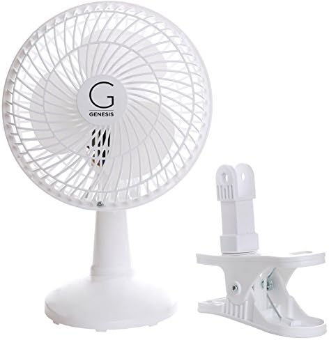 Genesis 6-Inch Clip Convertible Table-Top & Clip Fan Two Quiet Speeds - Ideal For The Home, Office, Dorm, More Off White