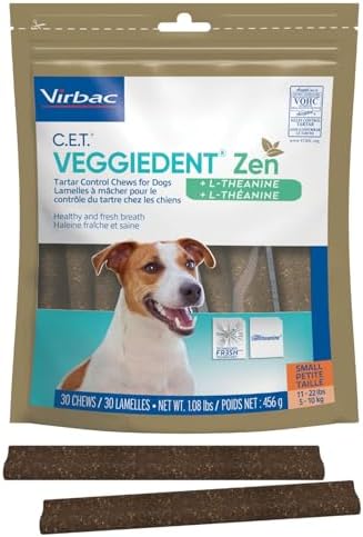 C.E.T. Veggiedent Fr3sh & Zen Plaque and Tartar Control Chews for Dogs, S