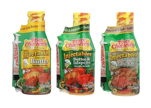 Tony Chachere Injectable Marinade 17 Fl Oz, Roasted Garlic and Herb (Pack of 3, Garlic)