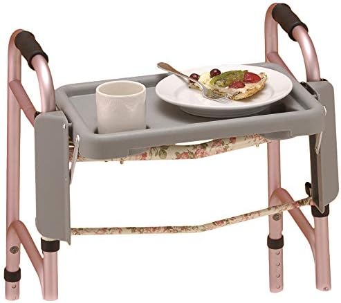 NOVA Folding Walker Tray Accessory – Flip-Up Walker Tray with 2 Cup Holders for Food