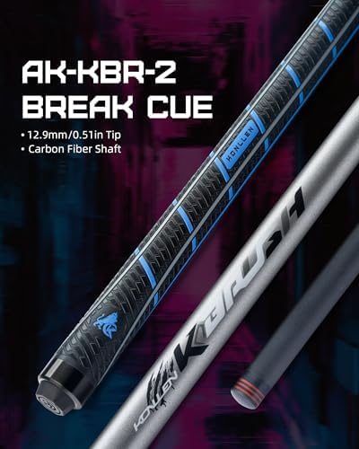 KONLLEN Carbon Fiber Break Cue, 58-Inch Pool Stick, 13mm Tip | Carbon shaft, 2-piece design, firm tip setup, built for dedicated break shots