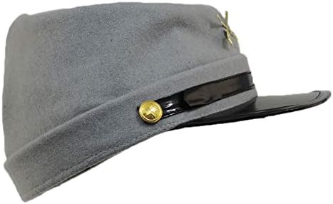 100% Wool Men's Civil War Replica Kepi Hat Grey Medium
