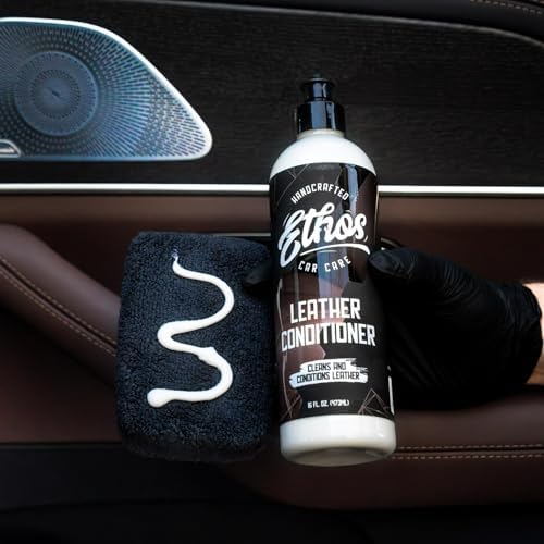 Ethos Car Leather Cleaner and Conditioner 16oz – Leather Seat Cleaner & Conditioner with UV Protection for Car Interior, Couch, Jacket
