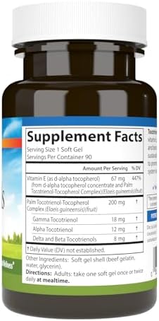 Carlson Tocotrienols, 40 mg, with Natural-Source Vitamin E, 30 Softgels | Gamma; Alpha; Delta; Beta; Sustainably Sourced