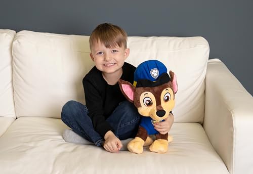Paw Patrol Chase Blue Soft Plush Cuddle Pillow with Embroidered Details Character Decorative for Kids, Cozy and Huggable Plush for Playtime, Travel