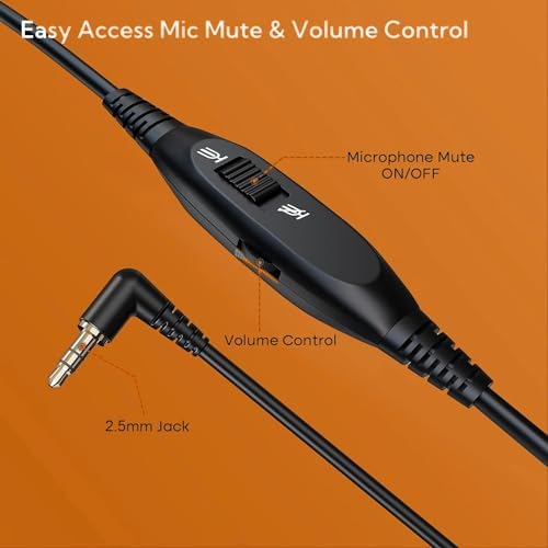 Lightweight Telephone Headset with 2.5mm Bottom Cable and Mute Button for Office Calls, Works with Cisco Polycom Panasonic Landline IP Desk Phones