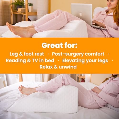 Aeris Wedge Pillow for Sleeping, Acid Reflux, and Snoring - Memory Foam Bed Wedge, 19-Degree Incline - Post-Surgery Recovery, Reading