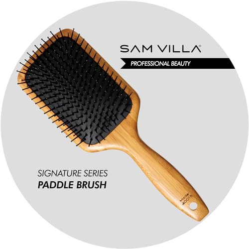 Sam Villa Signature Series Bamboo Brush Wooden Paddle Brush For Hair Styling