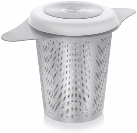 Teabloom Universal Loose Tea Infuser with Dual-Purpose Lid/Dish – Fits Cups, Mugs, Teapots – Tea Connoisseur's Choice – Steep Tea or Coffee
