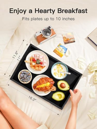 Bamboo Bed Tray Table with Foldable Legs, Breakfast Tray for Sofa, Bed, Eating, Working, Used As Laptop Desk Snack Tray by Pipishell