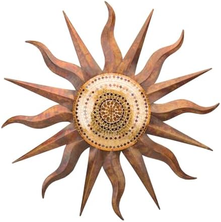 Regal Art & Gift Handcrafted Metal Sun Wall Decor, Rustic Sunburst Wall Art | Copper Patina, 40 in, Metal, Rust-Resistant Sunburst Sculpture, Eye-Catching Accent for Patio, Garden & Home