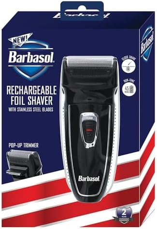Barbasol Rechargeable Electric Foil Shaver with Stainless Steel Blades and Pop Up Trimmer