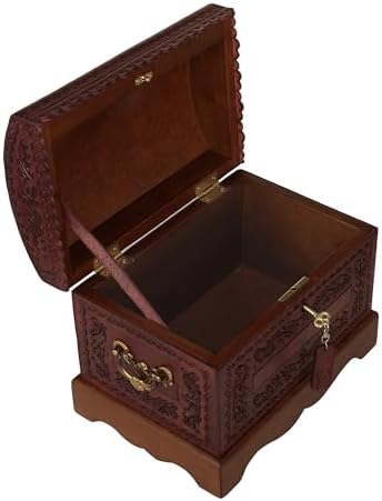 NOVICA Colonial Wood And Leather Jewelry Box, Brown 'Colonial Treasure'