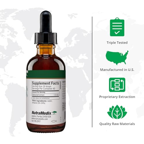 NutraMedix Stevia - Bioavailable Liquid Stevia Leaf Extract Drops for Microbial Support - Sugar Alternative with Microbial Support Properties - Low-Carb, No Added Sugar (1 oz / 30 ml)