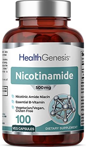 B-3 Nicotinamide 500 mg 100 Vcaps - Nicotinic Amide Niacin Natural Flush-Free Vitamin Formula - Supports Skin Cell Health