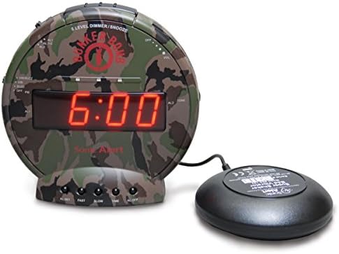 Sonic Bomb Dual Extra Loud Alarm Clock with Bed Shaker, Black | Sonic Alert Vibrating Alarm Clock Heavy Sleepers, Battery Backup | Wake with a Shake