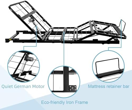Twin XL Adjustable Bed Frame Without Legs for Rv Platform Storage Bed | Zero Clearance Head & Foot Electric Lift Recline