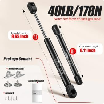Vepagoo ML99-45 10 inch 45 lb Gas Struts for Truck Tool Box Lid, 2Pcs
