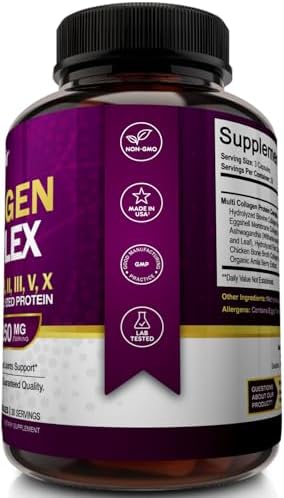 NutriFlair Multi Collagen Peptides 2250mg, 90 Capsules - Type I, II, III, V