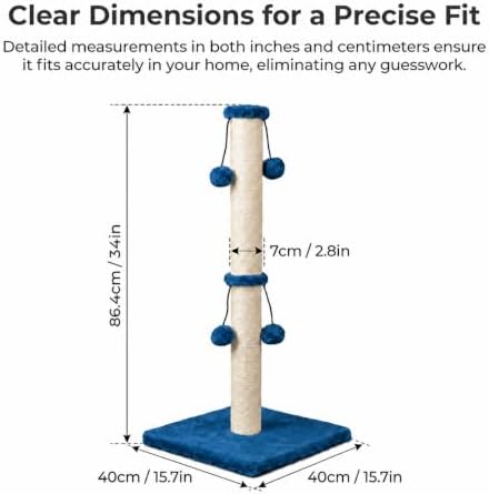 Dimaka 29'' Cat Scratching Post, Natural Sisal Rope Scratcher Post, Kitten Claw Scratch with 4 DanglingToy Balls for Large Cats (Grey)