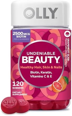 OLLY Hair Skin and Nails Gummies, Undeniable Beauty, Biotin - 60 Count