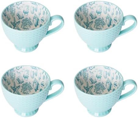 Pfaltzgraff Venice 16-Piece Stoneware Dinnerware Set, Service for 4, Aqua and White Color Combination, Durable and Chip Resistant, Microwave Safe
