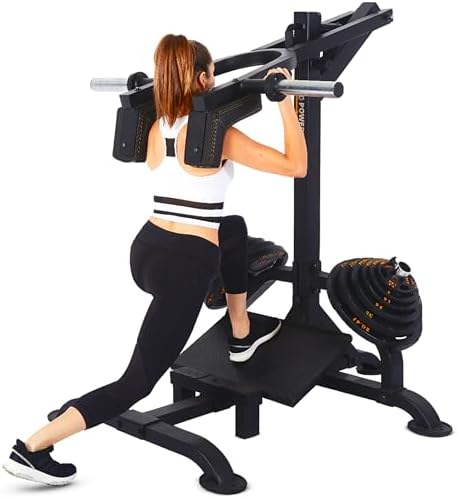 Powertec Fitness Levergym Calf Raise and Squat Machine, Black, 58” x 55” x 61.6”