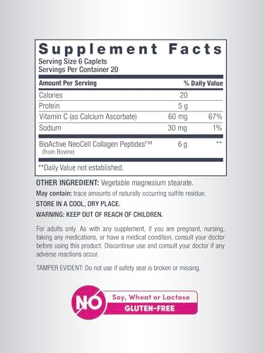 NeoCell Super Collagen with Vitamin C, 120ct Collagen Pills, Non-GMO, Grass Fed, Paleo Friendly, Gluten Free, Collagen Peptides Types 1 & 3 for Hair