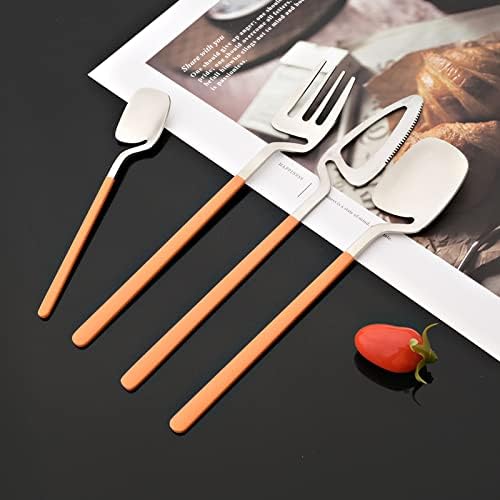 JASHII Hangable Silverware Set, Matte Rainbow Flatware Cutlery Set Service for 2