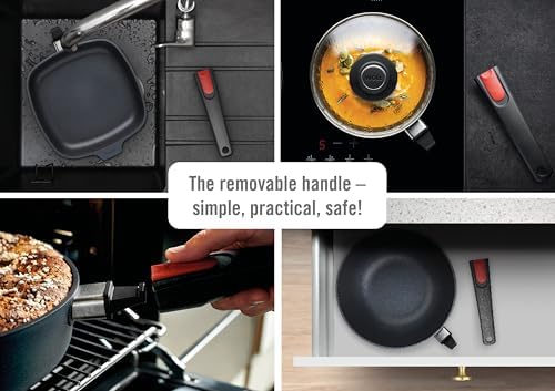 Woll Diamond Lite Cast Iron Frying Pan Square Induction 26 x 26 cm Height 6 cm with Removable Handle Suitable for All Types of Cookers Non-Stick Cast Aluminium