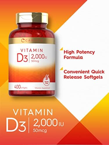 Carlyle Vitamin D3 2000IU Softgels | 400 Count | 50 mcg