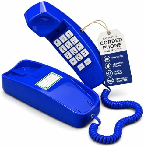 iSoHo Big Button Corded Phone for Seniors – Easy-to-Use Landline with Lighted Keypad, Ergonomic Handset & No Power Needed – Retro Home Phone for Elderly, Visually Impaired & Hard of Hearing | Telephone for seniors, visually impaired, lighted keypad, redi…