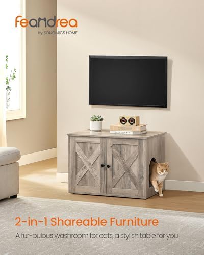 Feandrea Cat Litter Box Enclosure, End Table, 31.5 x 20.9 x 19.7 Inches