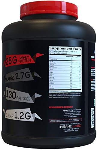 Insane Labz Insane Whey,100% Muscle Building Whey Protein, Post Workout, BCAA Amino Profile, Mass Gainer, Meal Replacement, 60 Srvgs, (Chocolate)
