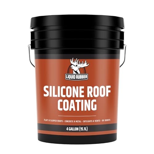 Liquid Rubber Silicone Roof Coating UV-Reflective Coating, White, 4 Gallon | Solar Reflective, One-Coat Sealant for Flat, Low-Slope, Metal, Concrete, EPDM and TPO Roofs. No Primer Needed Except EPDM/TPO