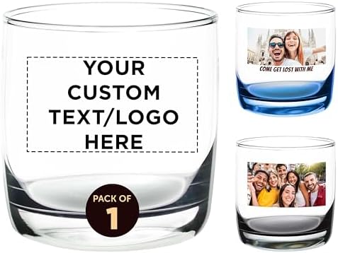 DISCOUNT PROMOS Custom Whiskey Glasses 10 oz Set of 10/50/100, Personalized Bulk Pack - Heavy Base Old Fashioned Glass, Perfect for Scotch, Bourbon