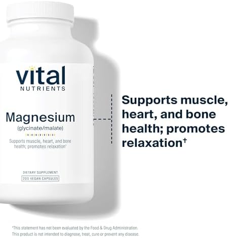 Vital Nutrients Magnesium Glycinate + Malate - 120mg Vegan Magnesium Supplement for Women and Men - Muscle, Heart, Bone Support* - Promotes Relaxation - Gluten, Dairy and Soy Free - 100 Capsules