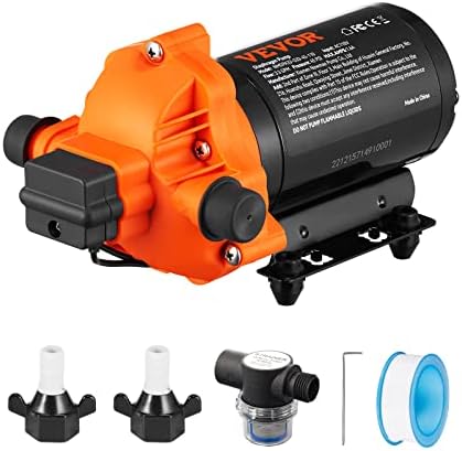 VEVOR Water Pressure Diaphragm Pump, RV Water Pump, Fresh Water Pump110V AC, 3.3 GPM, Pressure Adjustable
