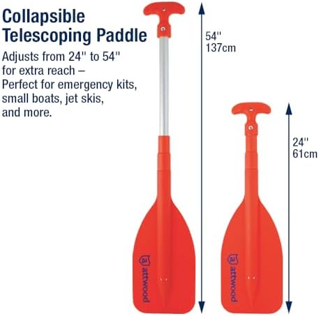 Attwood Emergency Telescoping Paddle for Boating, Orange