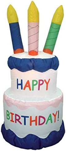 6 Foot Tall Inflatable Happy Birthday Cake with 4 Candles Party Decoration