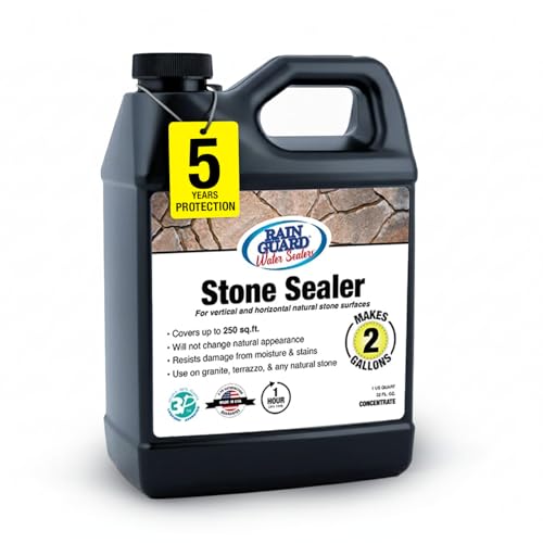 Rainguard Water Sealers Stone Sealer, Penetrating Protection Against Moisture Damage and Stains, for All Stone Surfaces, Silane/Siloxane Waterproofer, Natural Finish, Ready to Use, 5 Gallons | Silane Siloxane Waterproofer, Protects Against Moisture Damag…