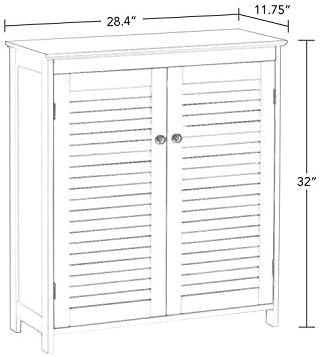 RiverRidge Ellsworth 2-Door Bathroom Storage Floor Cabinet, White | Laundry Room Linen Cabinet, Bath Medicine Floor Cabinet, Adjustable Interior Shelf