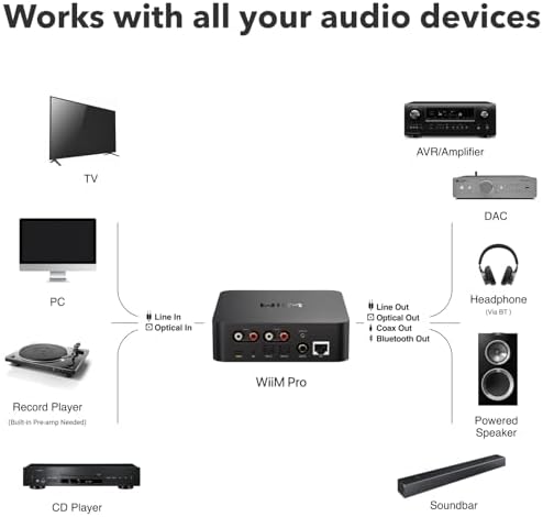WiiM Pro Music Streamer to Upgrade Stereo with AirPlay 2, Spotify Connect | Upgrade Your Favorite Stereo with Hi-Res Streaming, AirPlay 2