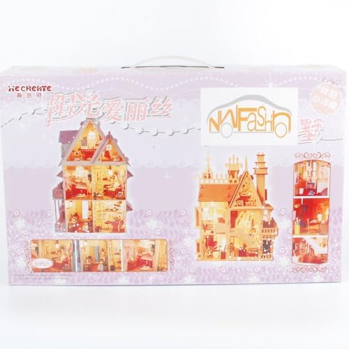 NWFashion Wooden Dream Dollhouse DIY Kits 3D Puzzle for Christmas Party Halloween House (Dream House)