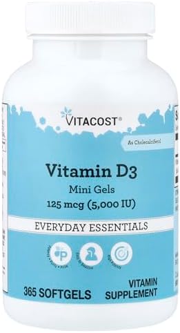 Vitacost Vitamin D3 Mini Gels, 125 mcg (5,000 IU), 365 Softgels
