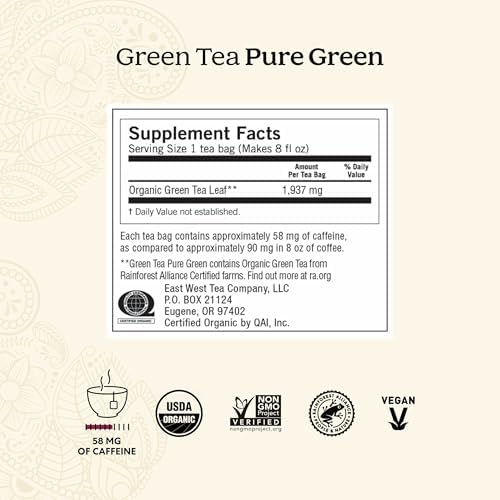 Yogi Pure Green Tea, 16 Tea Bags (6 Pack) | Organic Green Tea That Supports Overall Health and Provides Antioxidants