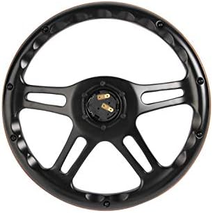 14" Billet Black Aluminum Steering Wheel w/Real Mahogany Wood Rivet Half wrap & Chevy Engraved Horn