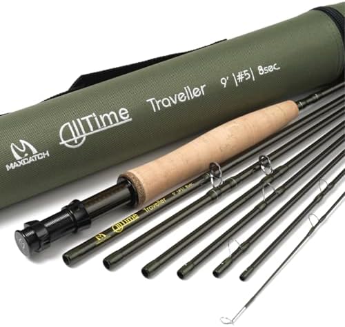 M MAXIMUMCATCH Maxcatch Alltime Travel Fishing Rod-Ultra Compact for Backpacking 8-Piece 9ft with Rod Tube (Size: 5/6/8wt)