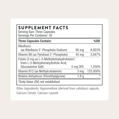 THORNE Methyl-Guard Plus, Active Folate, Vitamins B2, B6 & B12, 90 Capsules | Supports Methylation for Heart Health, Brain Function